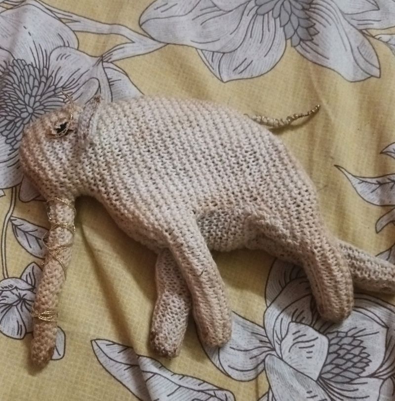 White Old crochet Elephant