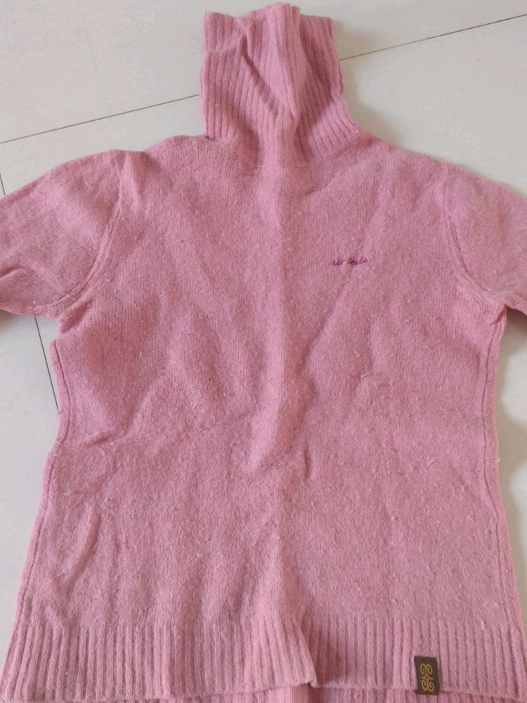 High Neck Pink Sweater