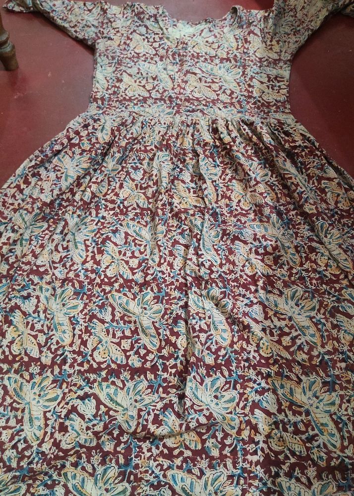 Kalamkari Printed Anarakali Kurta New.