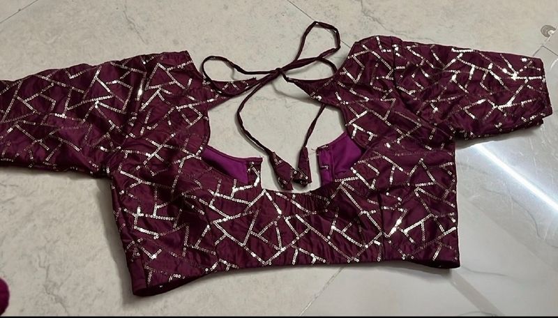 Burgundy Blouse With Design Work