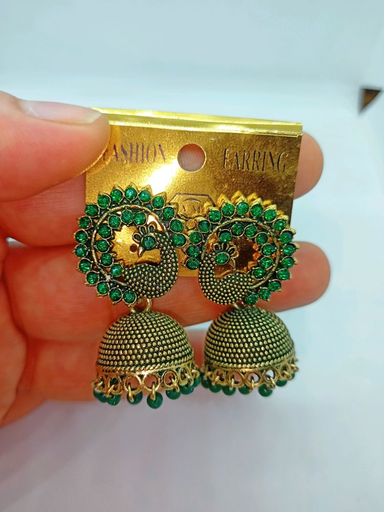 30 Rs Off New  Peacock Earring With Free Pod Bags