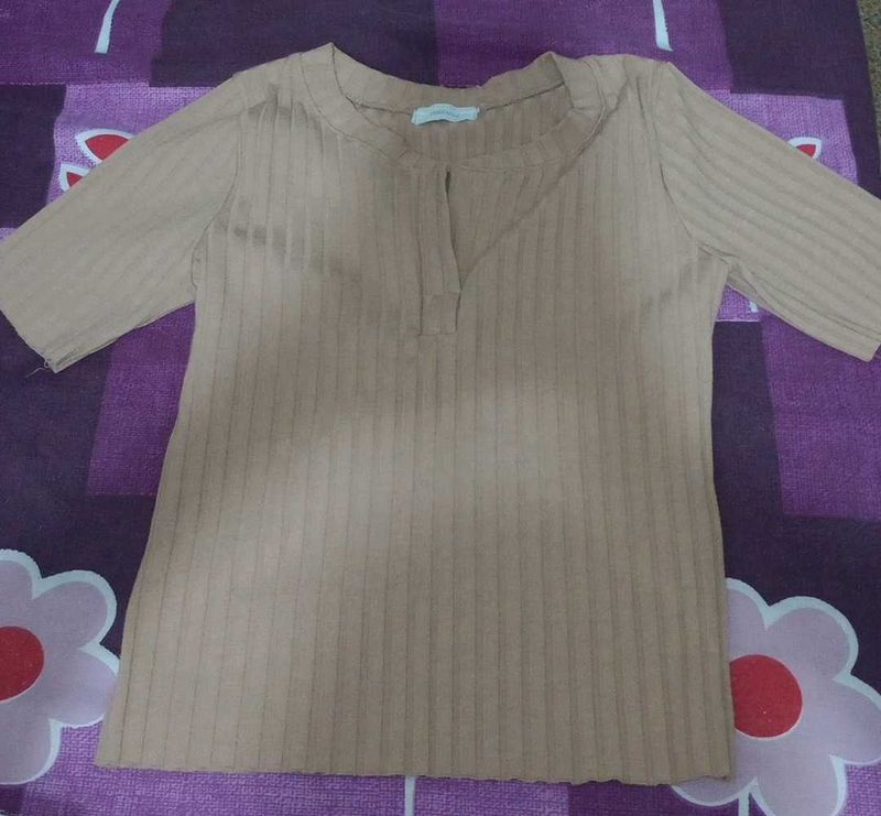 Light Brown Casual Crop Top