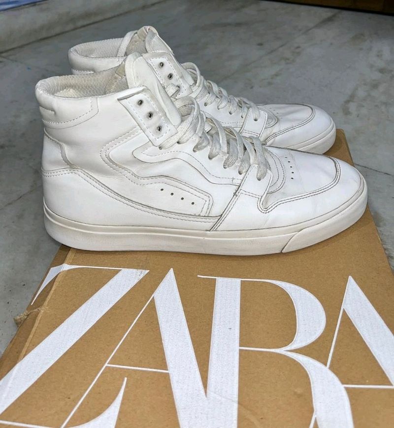 ZARA HIGH TOP LEATHER SNEAKERS UK 7 (41)