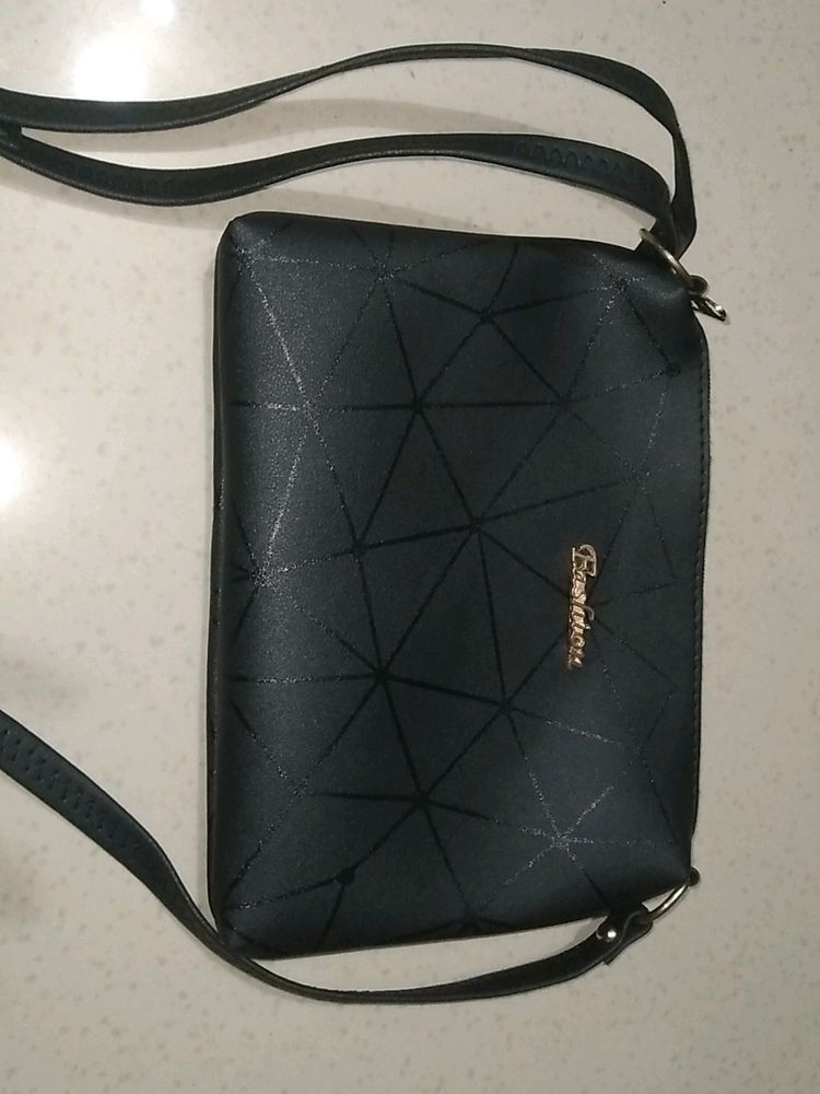 Black Leather Sling Bag