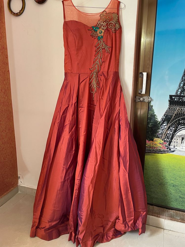 Rust Full Flair Gown