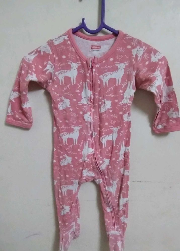 Babyhug Full Sleeves Footed Sleepsuit Animal Print