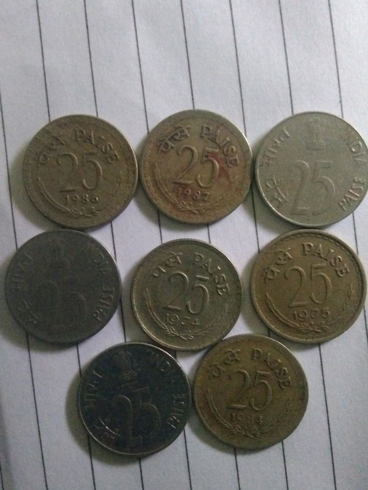 8 Old Coins Of 25paisa