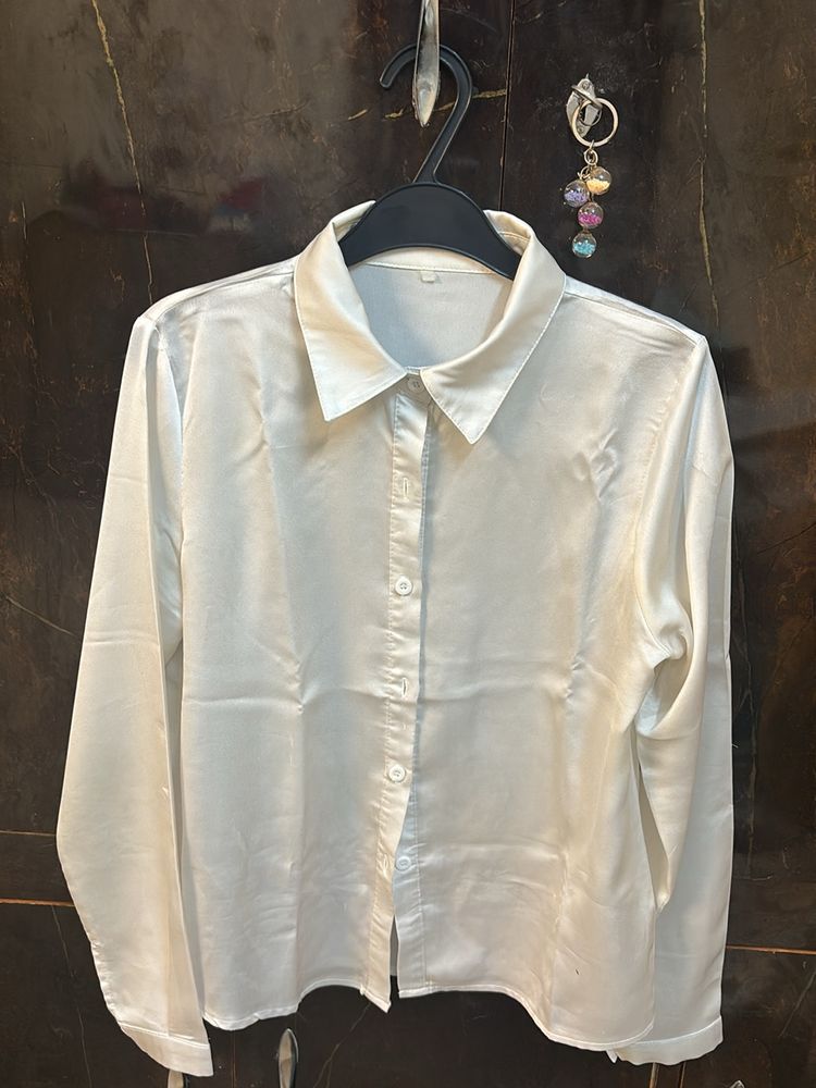 White Satin Finish Shirt