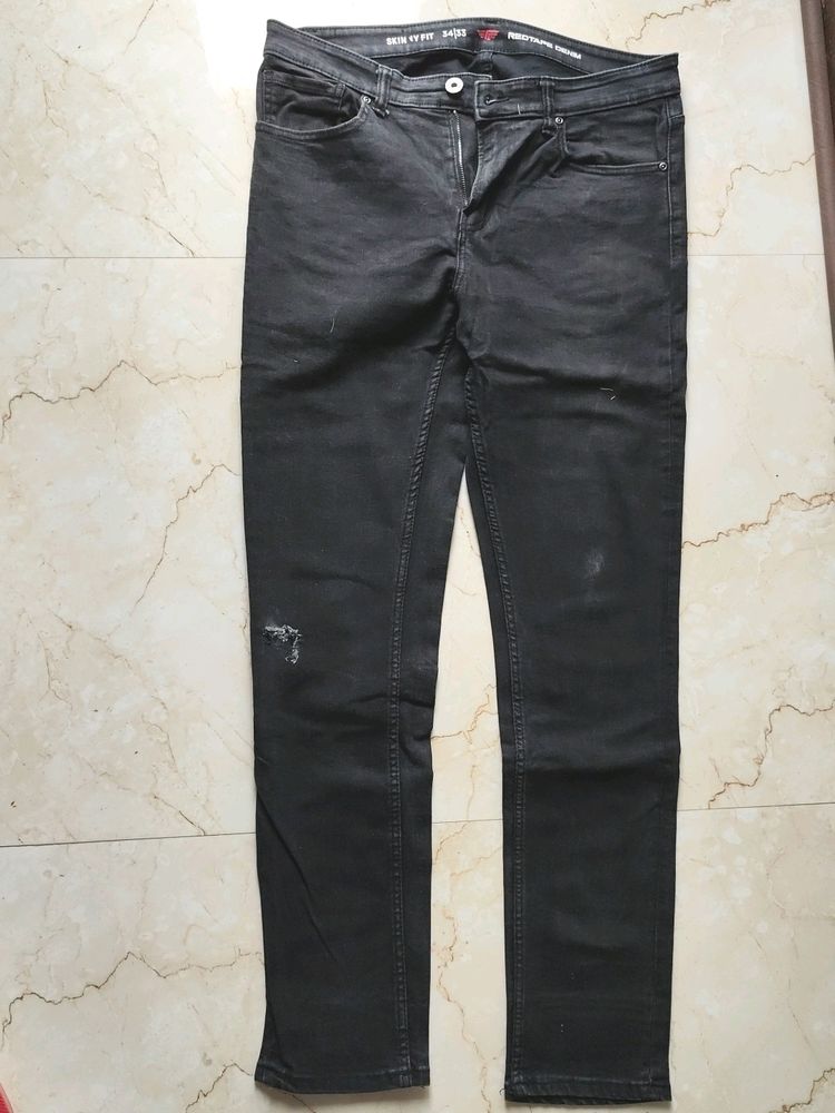 Red Tape Black Denim For Men