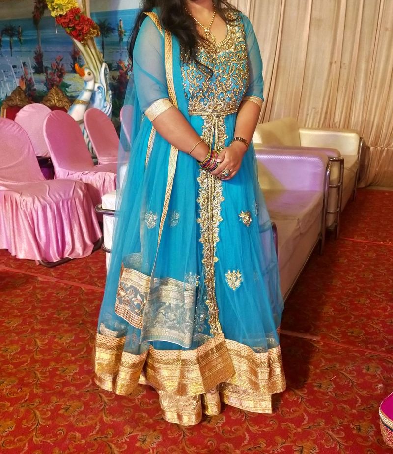 lahnga suit with net fabric