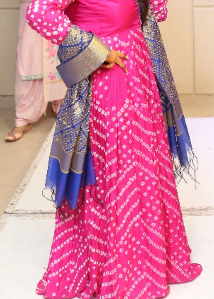 Bandhani Anarkali With Contrast Dupatta