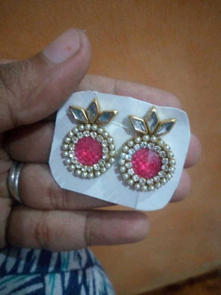 Kundan Earing With Pink Stone