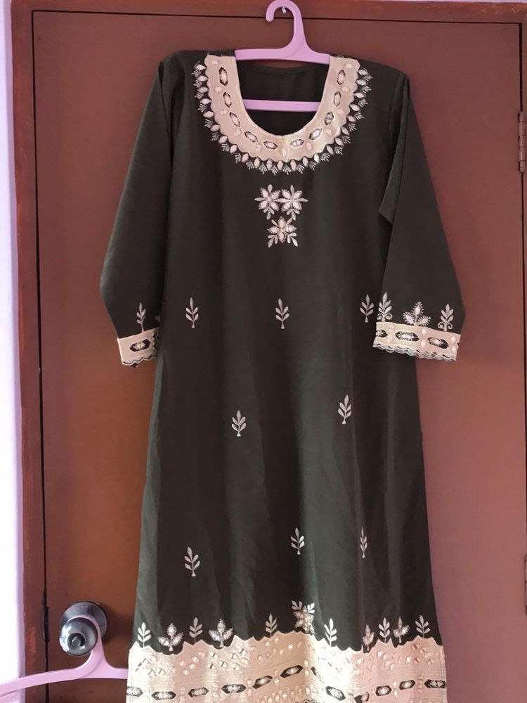 Olive Colour Festive Dress