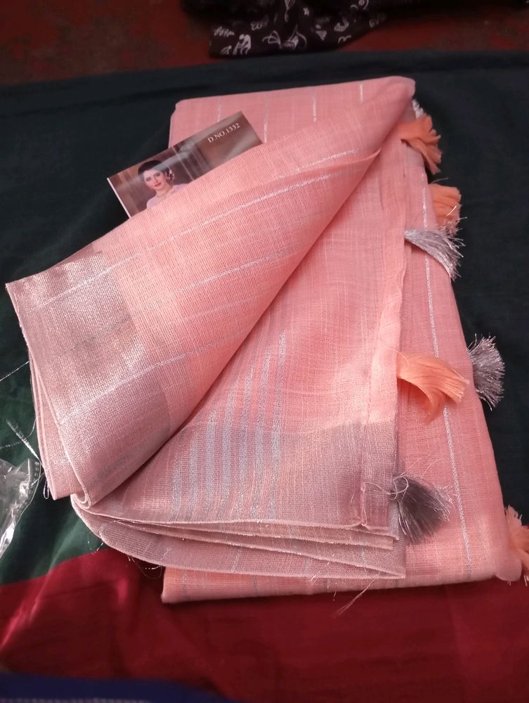 Office Wear Lenin Cotton Saree