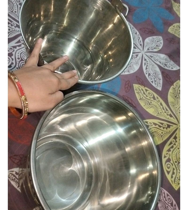 pack of 2 stainless steel bucket