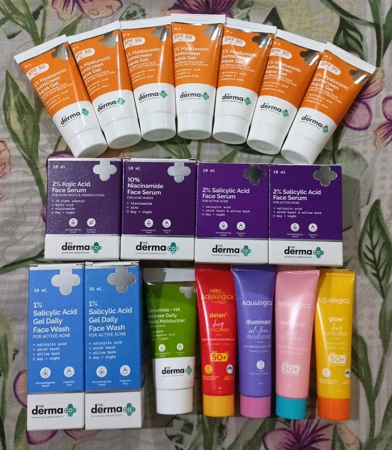 The Derma Co. & Aqualogica Sunscreen, Moisturizer