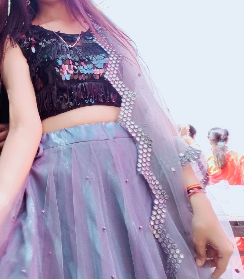 Black And Grey Colour Lehnga 💕 + Freebies