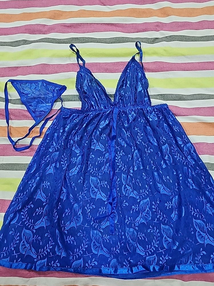 Blue Satin Nighty