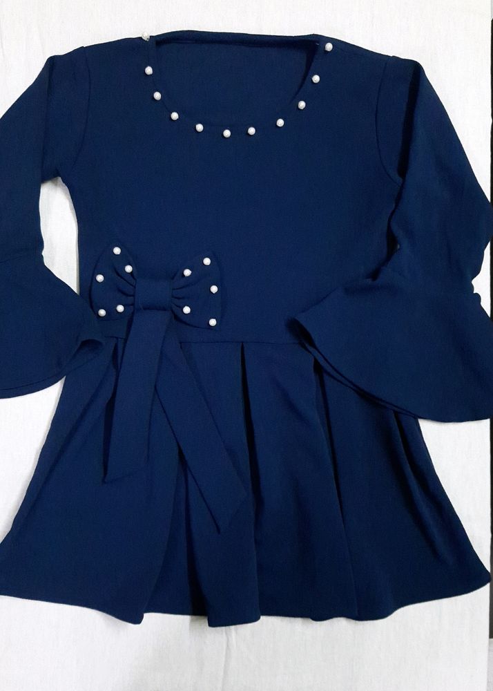 Navy Blue Top With Bow