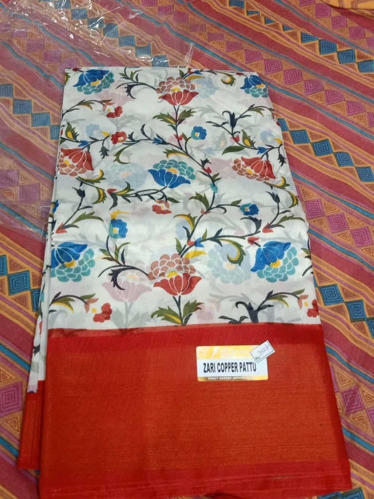 Zari Copper Floral Saree Daily Wear Rs 350