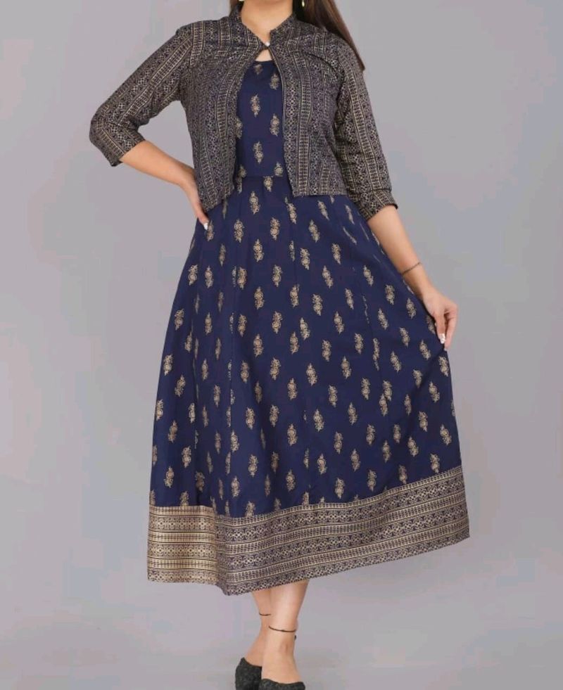 Ethnic Ananrkali Kurti With Jecket