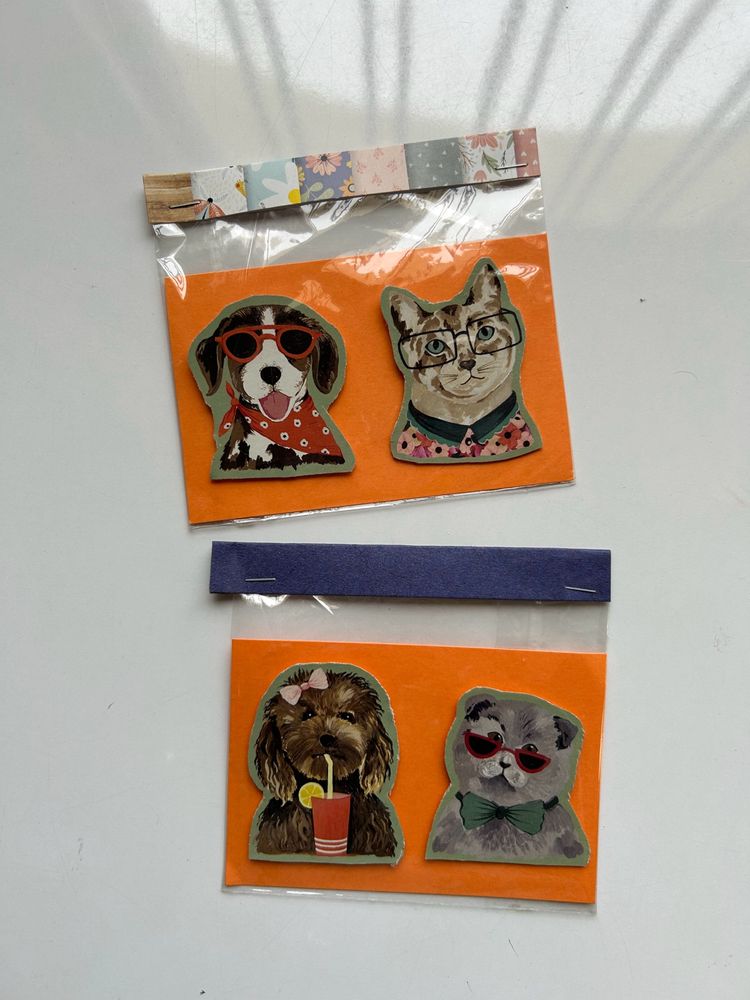 Set Of 2 Sticker Cutouts - Dogs And Cats