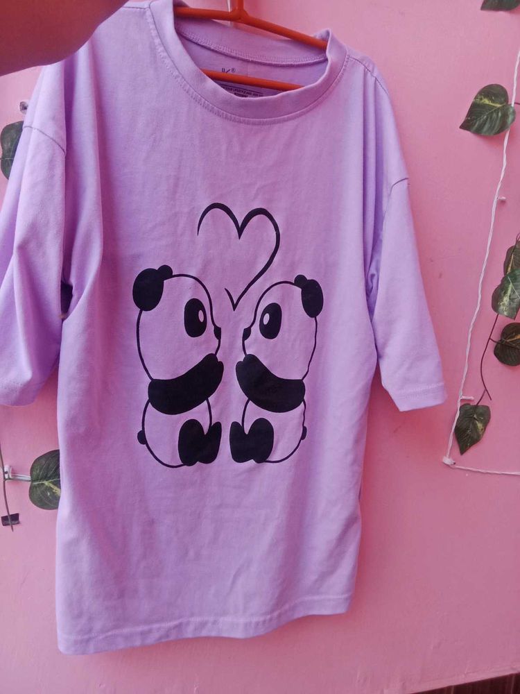 Purple ( Casual Wear) Cute Panda Printer T Shirts