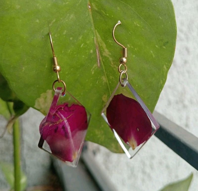 Resin Rose Earrings