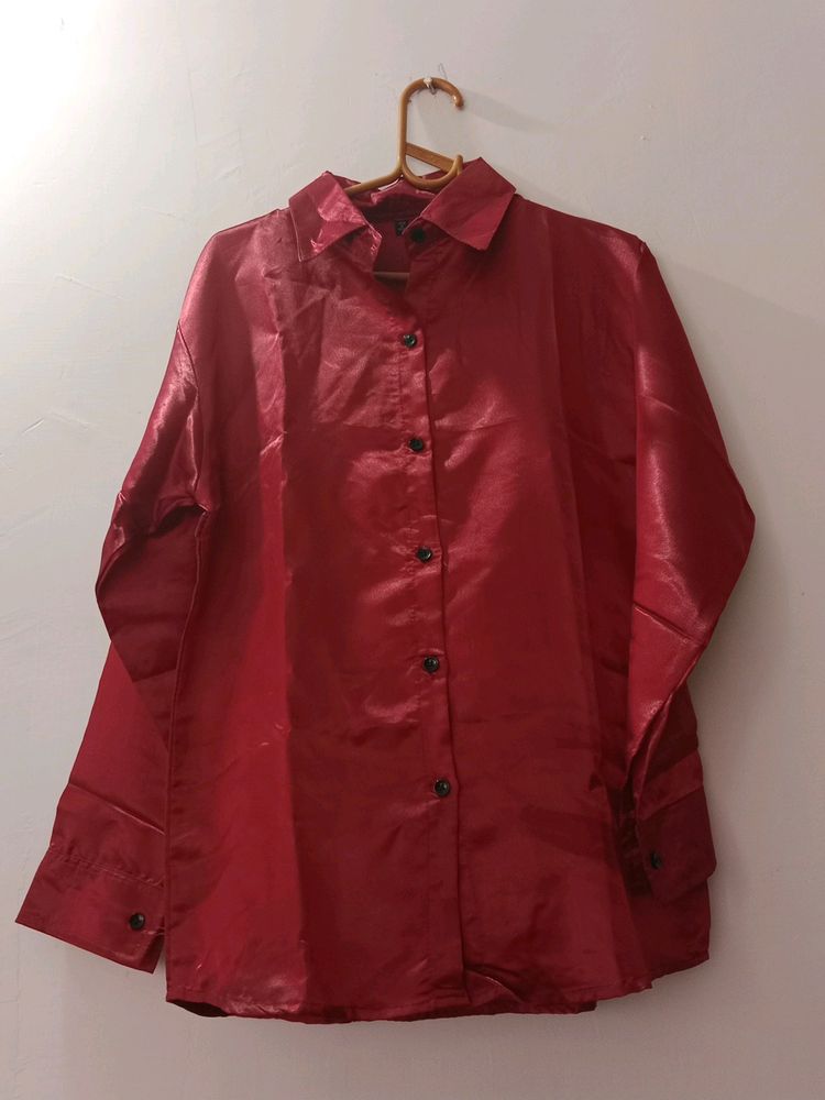 DARK RED WOMENS FORMAL CAUSAL SHIRT