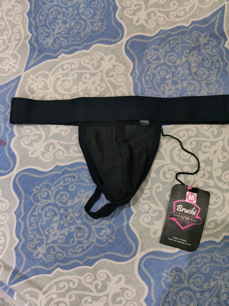 Men Black Transparent Thong