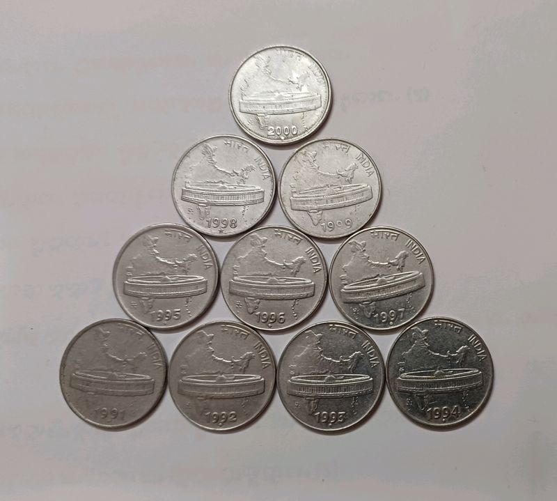 Ten 50paise Coins