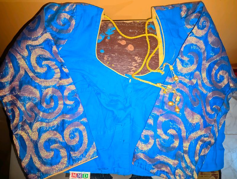 Cobalt Blue Chanderi Blouse For Women.