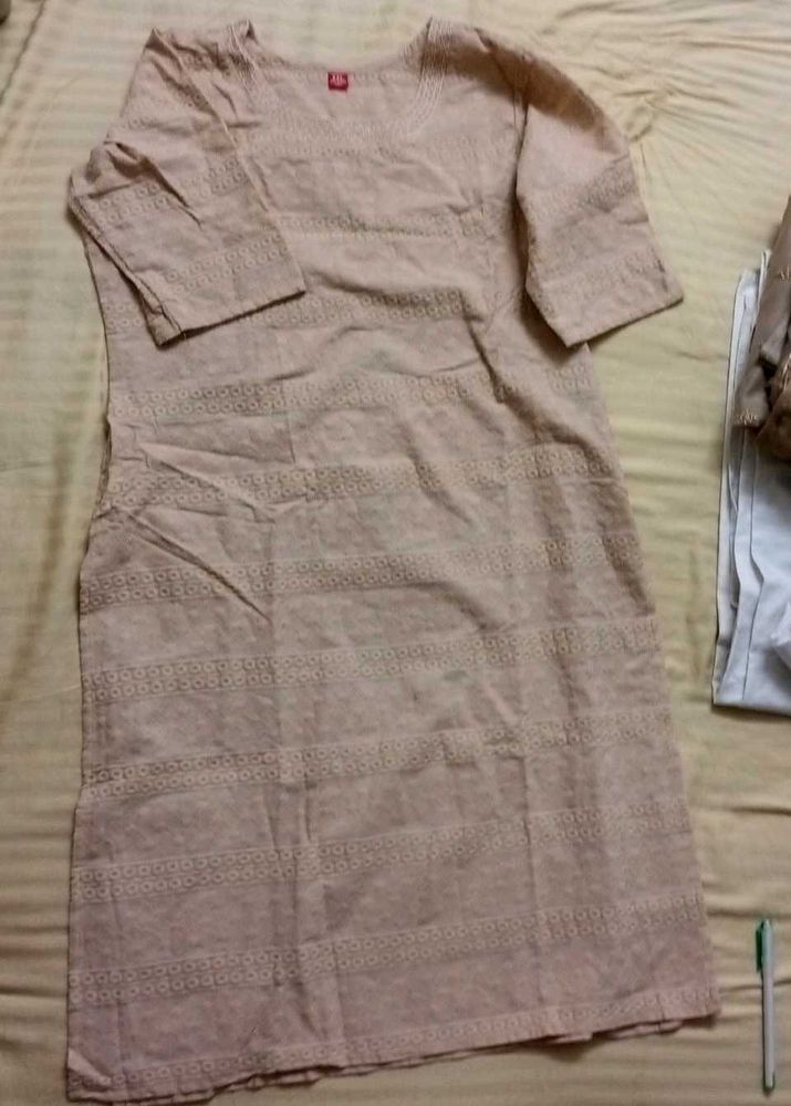 Tan Colour Chikankari Kurta. Height 39 Inches