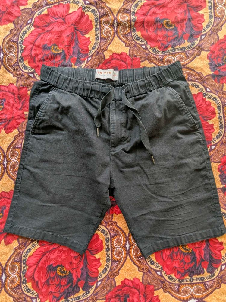 Snitch Linen Shorts (W32) Black + Brown