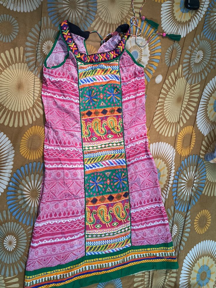 Stylish pink Kurti With Latkan