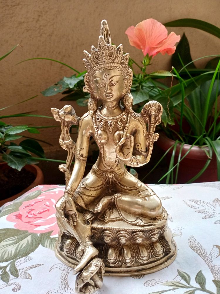 Brass Statue Tara - 1.5 Kgs, 8 Inches Tall