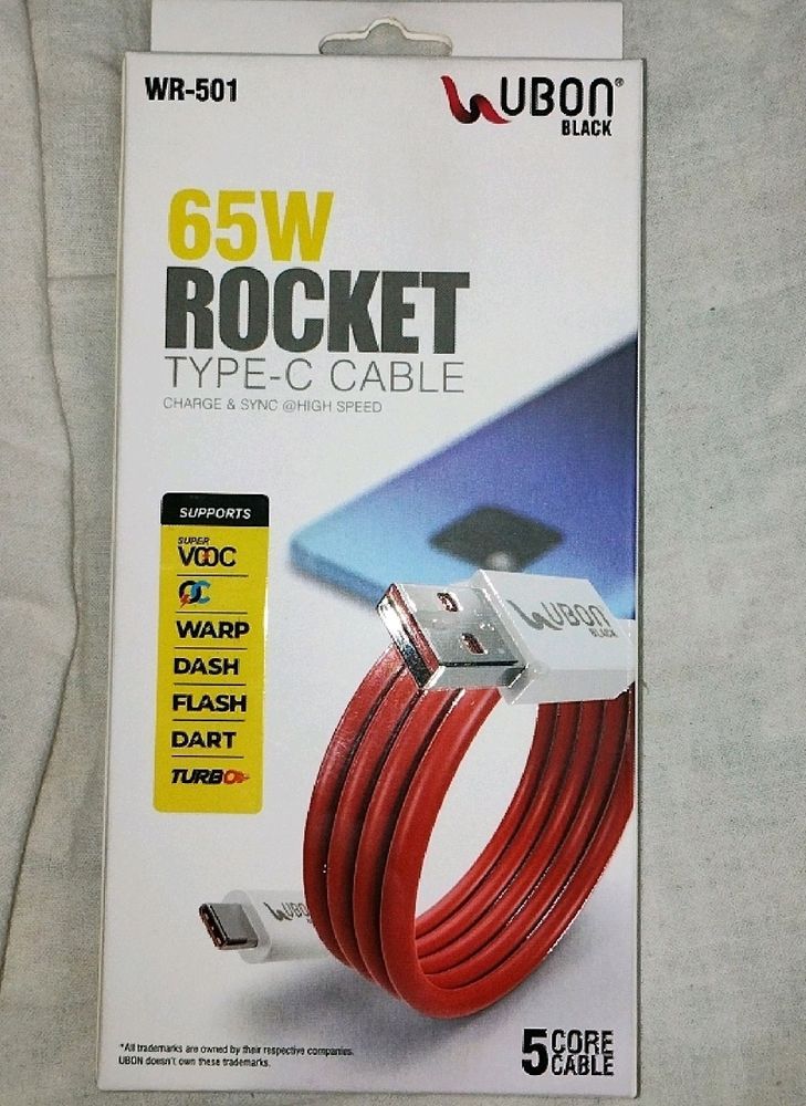 UBON 65 WATT ROCKET FAST CHARGING CABLE