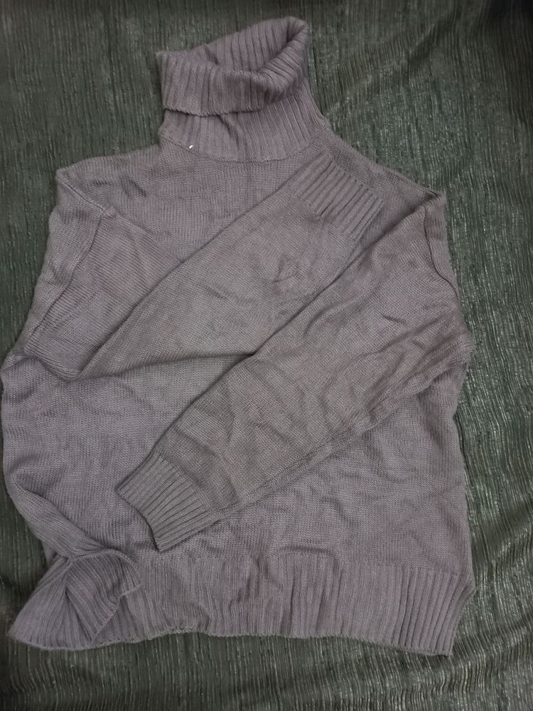 Turtle High Neck Mauve Sweater