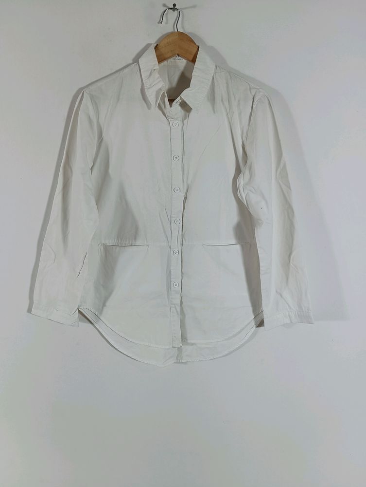 White Casual Plain Shirt (Women)