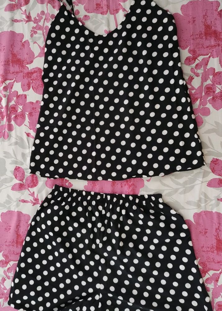 Polka Dot Night suit For Women, 38 Inch