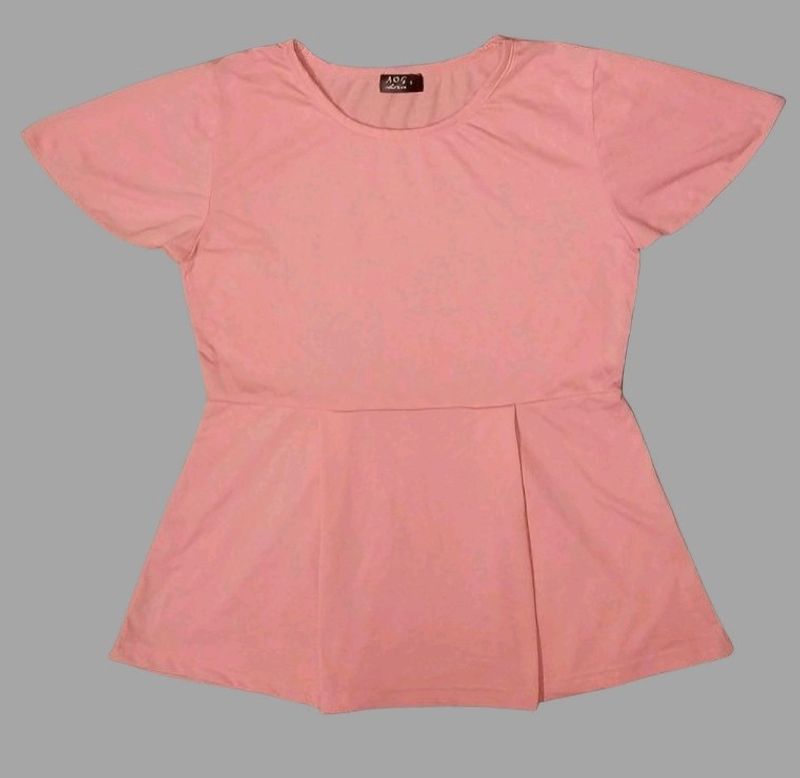 Elegant Peach Peplum Top - Soft & Stylish Casual