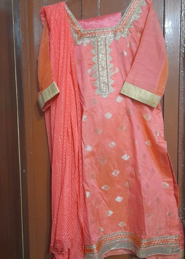 Tailor Made Ladies Suit along With straight Pyjama And Dupatta