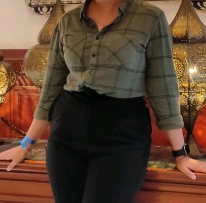 Olive Green Women Formal Shirt