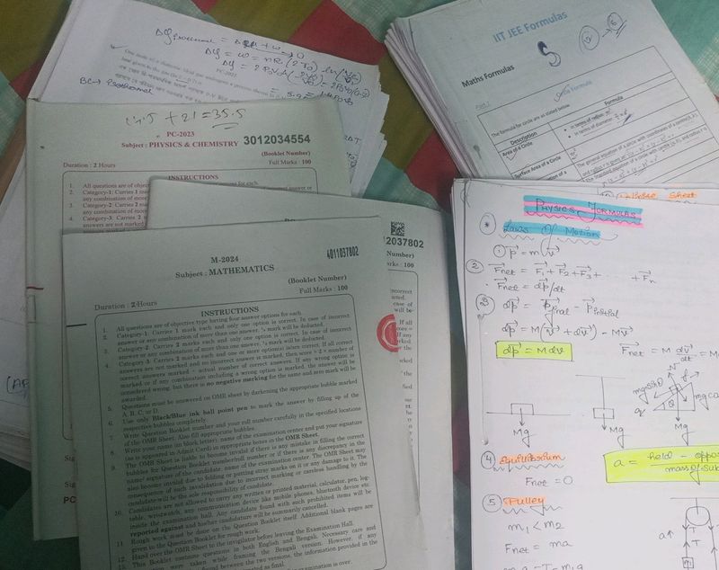 WBJEE 2024-18 PAPERS + FORMULA SHEETS+NOTES