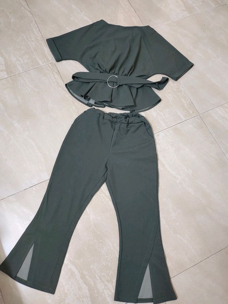 Olive Green Co-ord Set With Belt