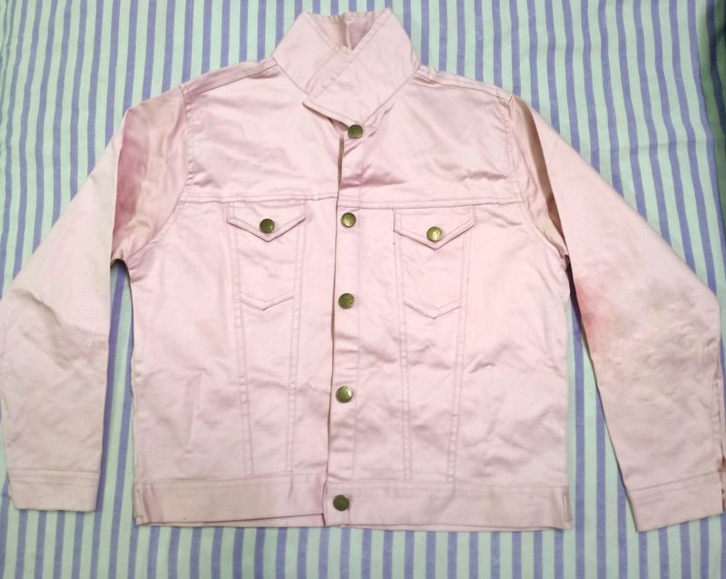 Pink Cotton Full Sleeves Jacket for Women