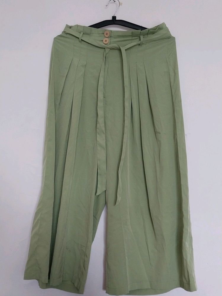 Olive Green Relaxed Fit Parallel Trousers