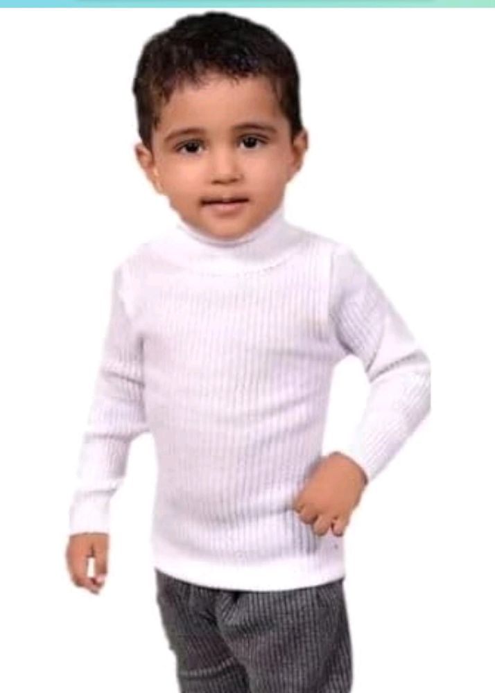 New Kids White High Neck Sweater for Boys and Girl