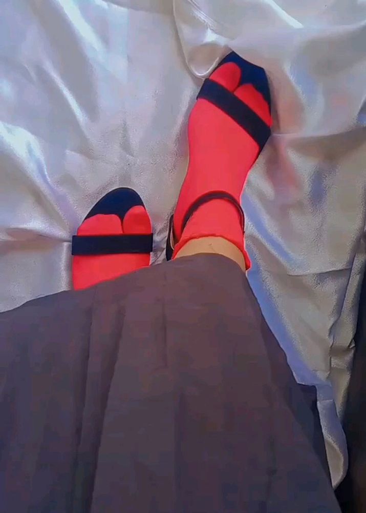 Red Nylon Socks