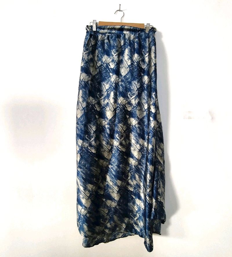 Printed Maxi Skirt - Blue And White